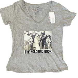 RARE Cotton On Gray V-Neck 'The Koloring Book’ obscure band Graphic Tee - Women
